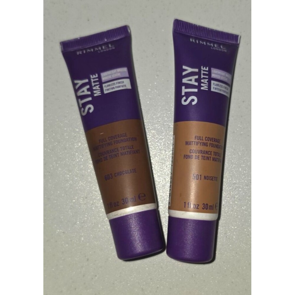 Rimmel Stay Matte Lot of 2 Foundation Full Coverage NEW Noisette & Chocolate